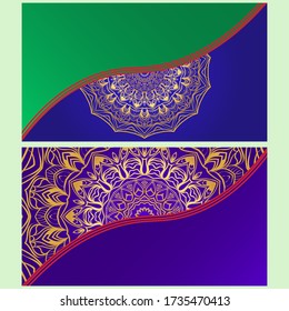 Tarjeta de invitación de época con patrón de Mandala. El lado delantero y el trasero. Hermoso Ornamento. Ilustración vectorial.