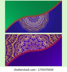 Vintage Invitation card with Mandala pattern. The front and rear side. Beautiful Ornament. Vector illustration.