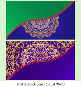 Vintage Invitation card with Mandala pattern. The front and rear side. Beautiful Ornament. Vector illustration.