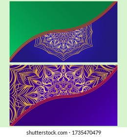 Vintage Invitation card with Mandala pattern. The front and rear side. Beautiful Ornament. Vector illustration.