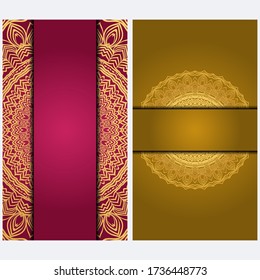 Vintage Invitation card with Mandala pattern. The front and rear side. Beautiful Ornament. Vector illustration.