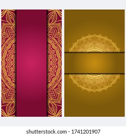 Vintage Invitation card with Mandala pattern. The front and rear side. Beautiful Ornament. Vector illustration.