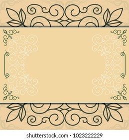 Vintage invitation card on grunge background with lace ornament. Template frame design for card. Vintage Lace Doily.Can be used for packaging,invitations, Valentine's Day decoration,bag template, etc