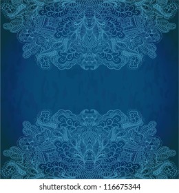 Vintage invitation card on grunge background with lace ornament. Template frame design for card. Vintage Lace Doily.Can be used for packaging,invitations, Valentine's Day decoration,bag template.