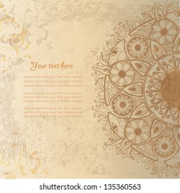 Vintage invitation card on grunge background.