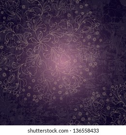 Vintage invitation card on grunge background with lace