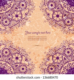 Vintage invitation card on grunge background