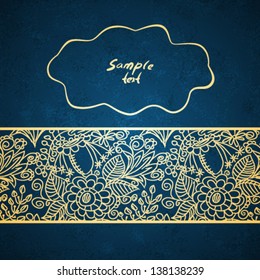 Vintage invitation card on grunge background with floral ornament