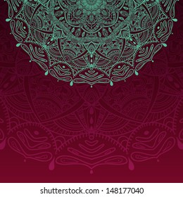 Vintage invitation card on grunge background with lace ornament. Template frame design for card. Vintage Lace Doily.Can be used for packaging,invitatio ns, Valentine's Day decoration,bag template.