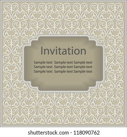 vintage invitation card with ornament background