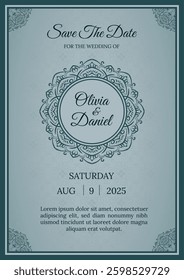 Vintage Invitation Card With Ornamental Mandala