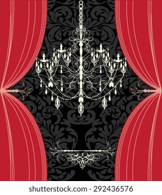 Vintage invitation card with ornate elegant floral design