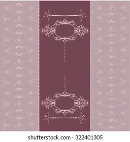 Vintage invitation card with ornate elegant abstract floral design