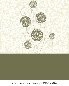 Vintage invitation card with ornate elegant abstract floral design