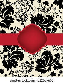 Vintage invitation card with ornate elegant retro abstract floral design