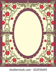 Vintage invitation card with ornate elegant retro abstract floral design