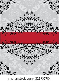 Vintage invitation card with ornate elegant abstract floral design
