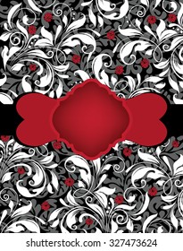 Vintage invitation card with ornate elegant abstract floral design. Vector illustration.