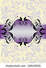 Vintage invitation card with ornate elegant abstract floral design. Vector illustration.