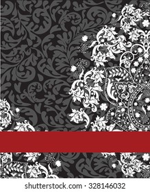 Vintage invitation card with ornate elegant abstract floral design. Vector illustration.