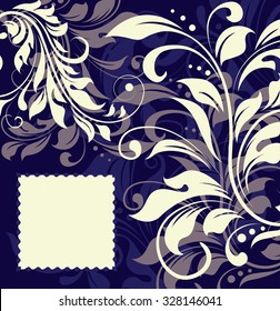 Vintage invitation card with ornate elegant abstract floral design. Vector illustration.