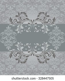 Vintage invitation card with ornate elegant abstract floral design. Vector illustration.