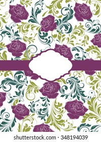 Vintage invitation card with ornate elegant retro abstract floral design. Vector illustration.
