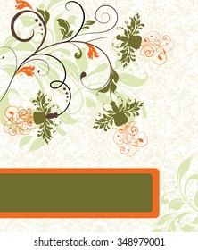 Vintage invitation card with ornate elegant retro abstract floral design. Vector illustration.
