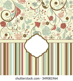 Vintage invitation card with ornate elegant abstract floral design. Vector illustration.