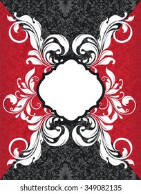 Vintage invitation card with ornate elegant abstract floral design. Vector illustration.
