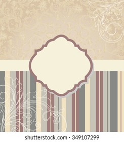 Vintage invitation card with ornate elegant abstract floral design. Vector illustration.