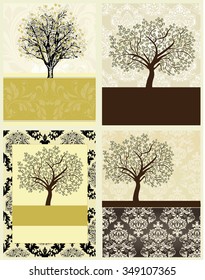 Vintage invitation card with ornate elegant abstract floral design. Vector illustration.