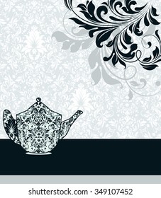 Vintage invitation card with ornate elegant abstract floral design. Vector illustration.