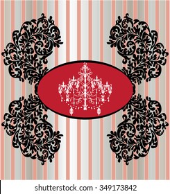 Vintage invitation card with ornate elegant retro abstract floral design. Vector illustration.