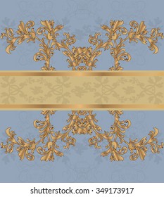 Vintage invitation card with ornate elegant retro abstract floral design. Vector illustration.