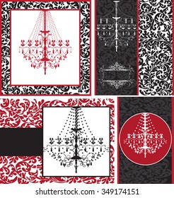 Vintage invitation card with ornate elegant retro abstract floral design. Vector illustration.