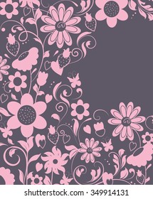 Vintage invitation card with ornate elegant retro abstract floral design. Vector illustration.