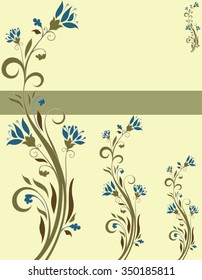Vintage invitation card with ornate elegant retro abstract floral design. Vector illustration.