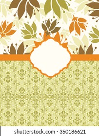 Vintage invitation card with ornate elegant retro abstract floral design. Vector illustration.
