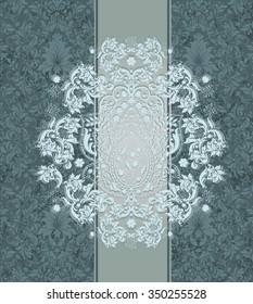 Vintage invitation card with ornate elegant retro abstract floral design. Vector illustration.