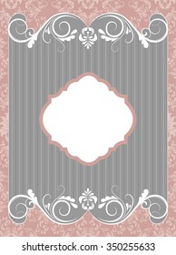 Vintage invitation card with ornate elegant retro abstract floral design. Vector illustration.