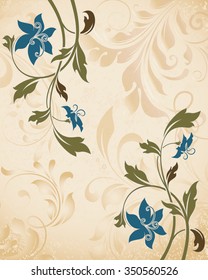Vintage invitation card with ornate elegant retro abstract floral design. Vector illustration.