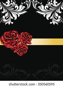 Vintage invitation card with ornate elegant retro abstract floral design. Vector illustration.