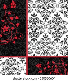Vintage invitation card with ornate elegant retro abstract floral design. Vector illustration.
