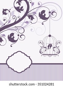 Vintage invitation card with ornate elegant retro abstract floral design. Vector illustration.