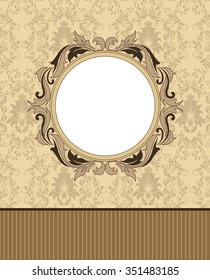 Vintage invitation card with ornate elegant retro abstract floral design. Vector illustration.