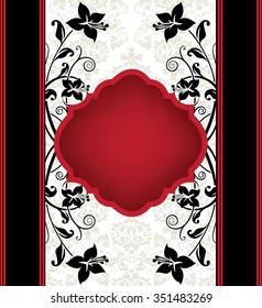 Vintage invitation card with ornate elegant retro abstract floral design. Vector illustration.
