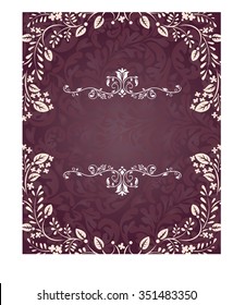 Vintage invitation card with ornate elegant retro abstract floral design. Vector illustration.