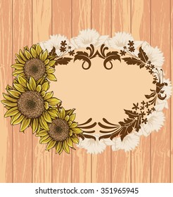 Vintage invitation card with ornate elegant retro abstract floral design. Vector illustration.