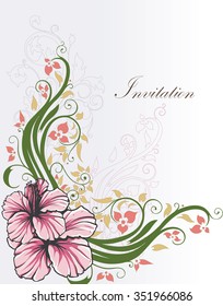 Vintage invitation card with ornate elegant retro abstract floral design. Vector illustration.